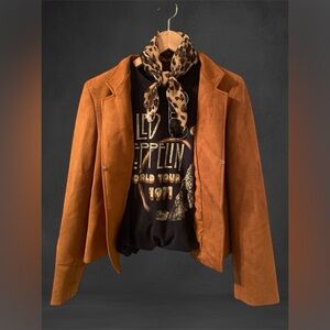 Tahari ASL Arthur S. Levine Jacket Sz16 Rich Brown Faux Suede Jacket B1 SO Soft